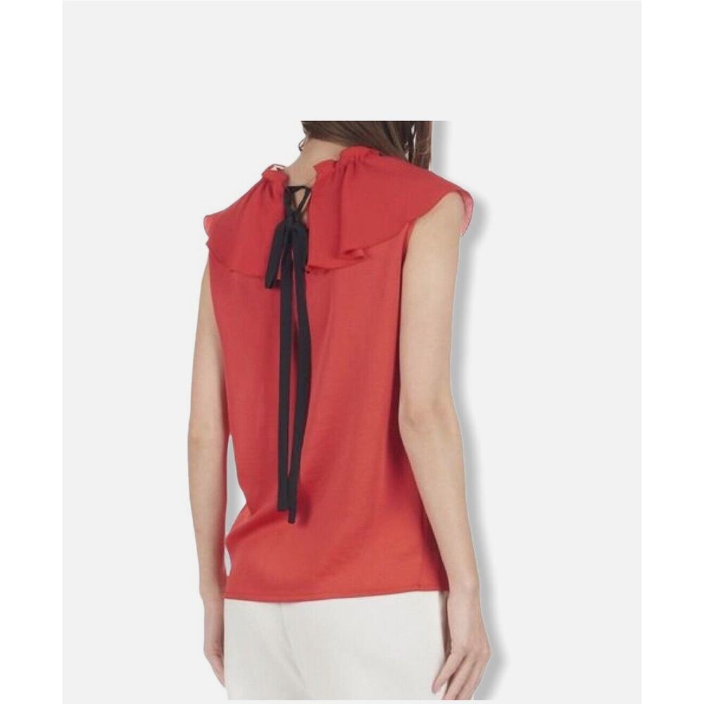 Maje Red Ruffle Lierro Blouse - Picture 2 of 7